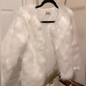 White faux fur coat, never worn!